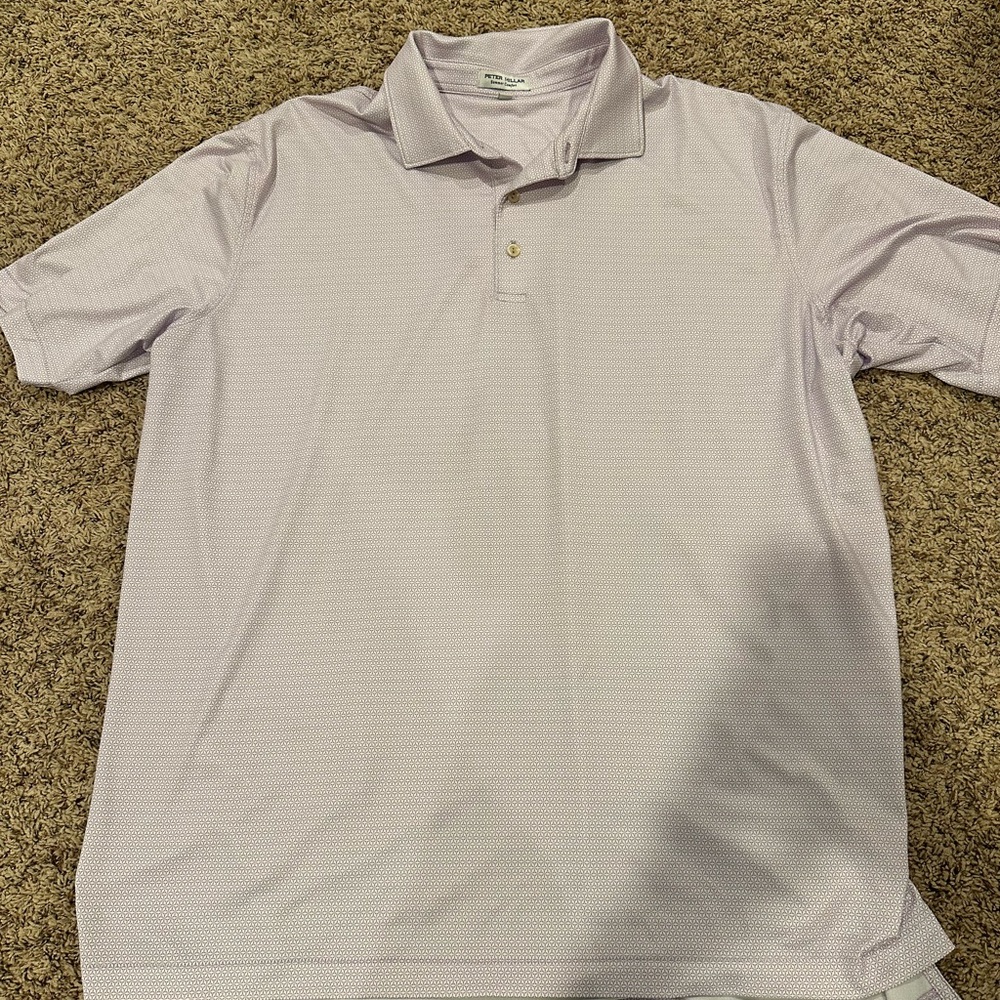 Peter Millar Lavender And White Patterned Polo Sh… - image 1